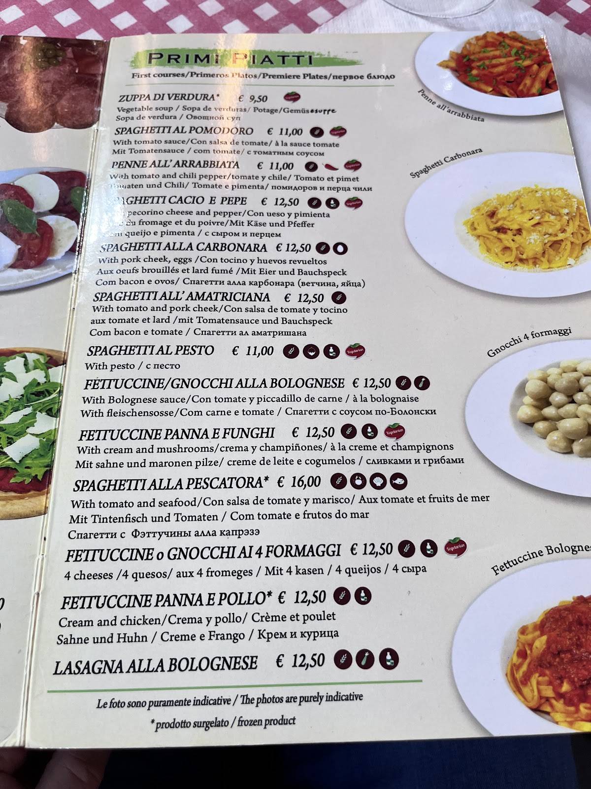 Menu di La Cappa D'Oro 