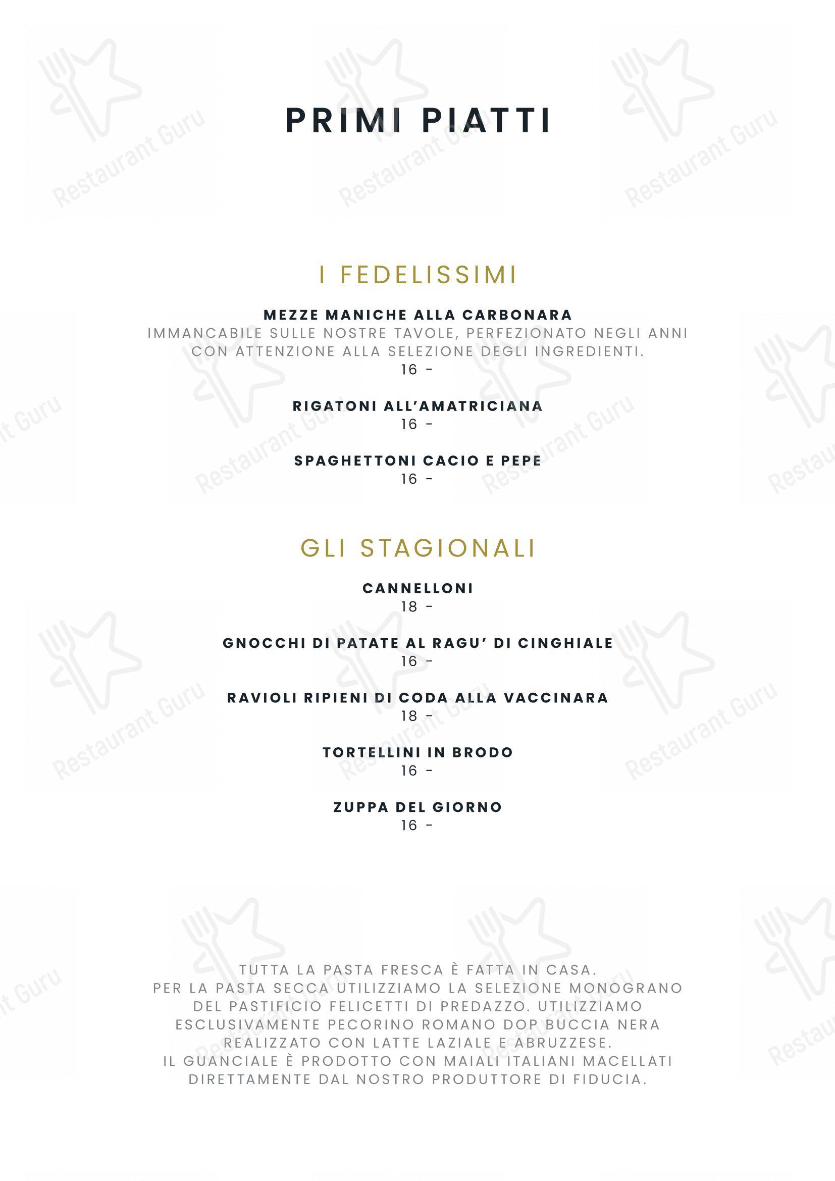 Menu di La Carbonara - Ristorante a Campo de' Fiori - Menu bar