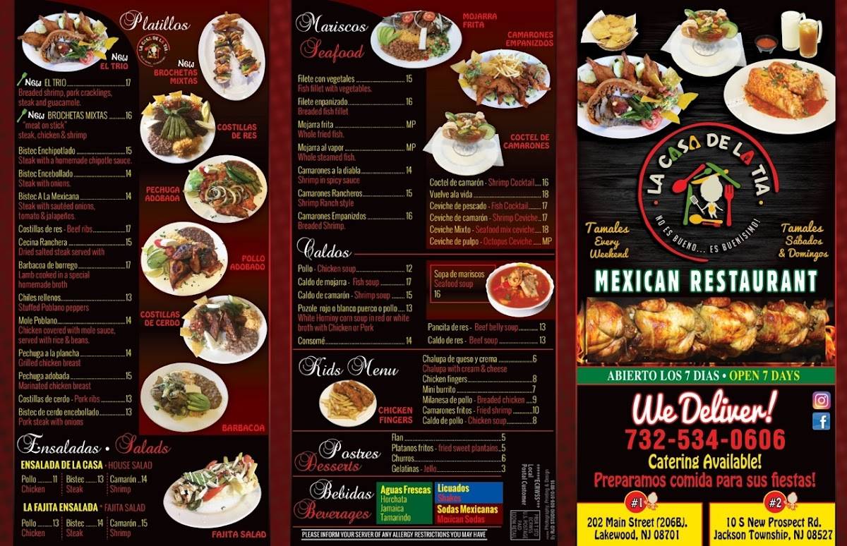 Menu at La Casa De La Tia restaurant, Lakewood Township