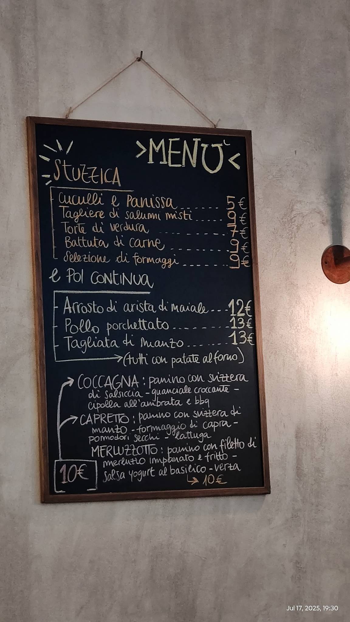 Menu di La Coccagna 