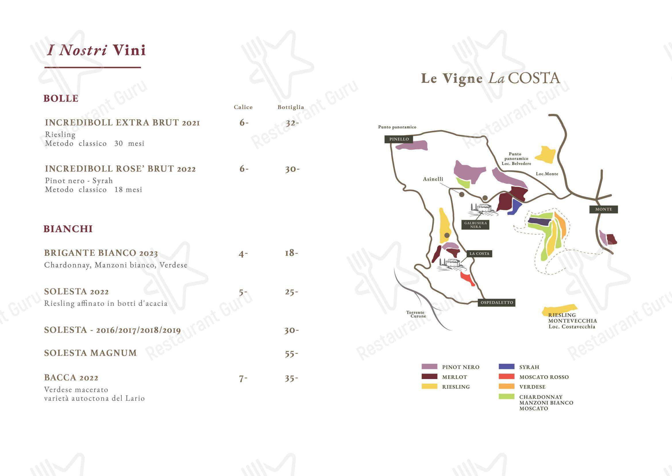 Menu per Agriturismo La Costa - Ristorante e Cantina - Cascina Galbusera Nera ristorante