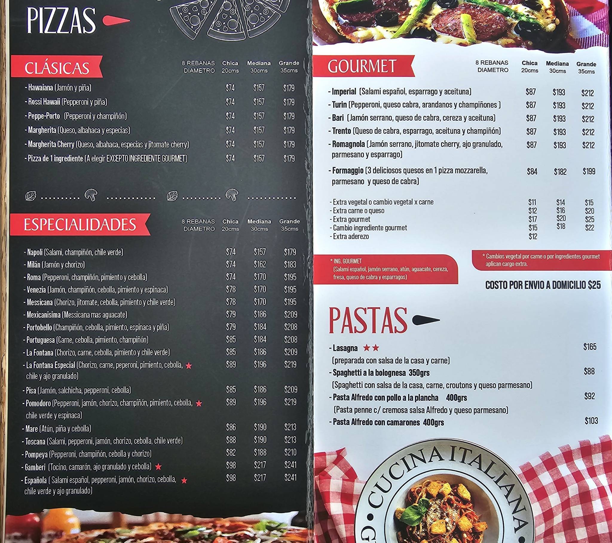 Carta del restaurante La Fontana Pizza,