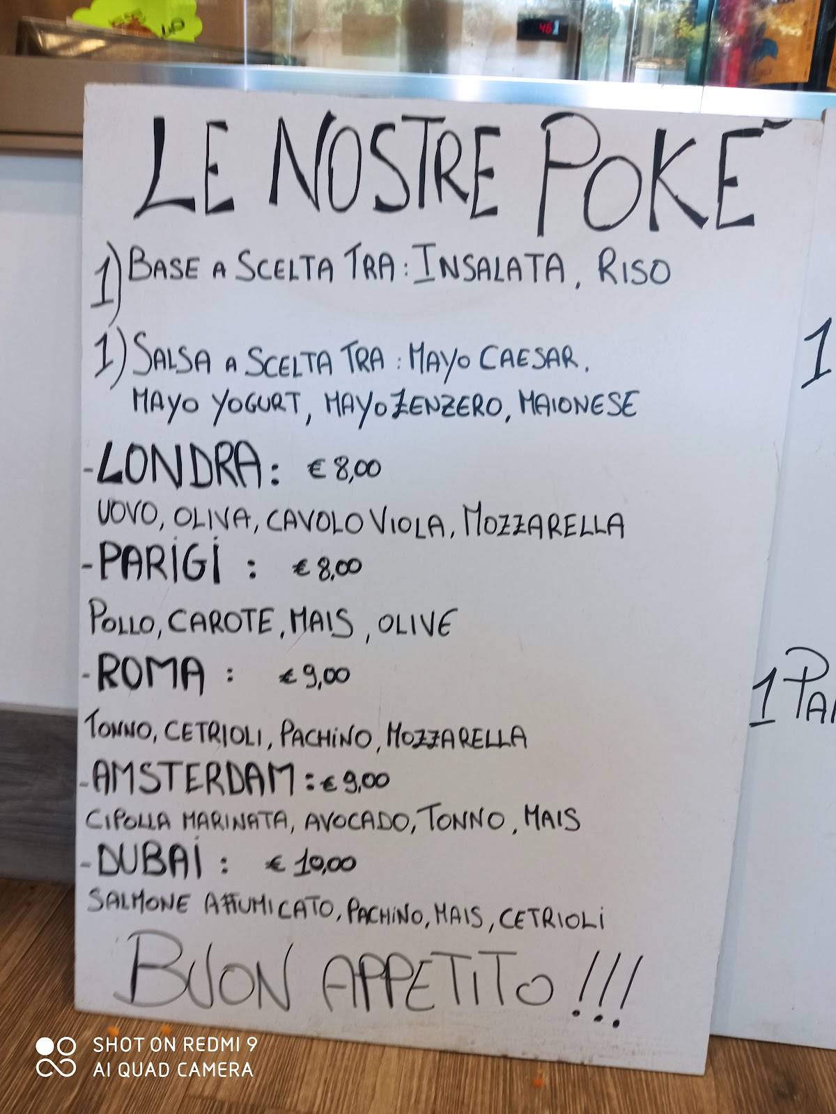 Menu di La Fenice 