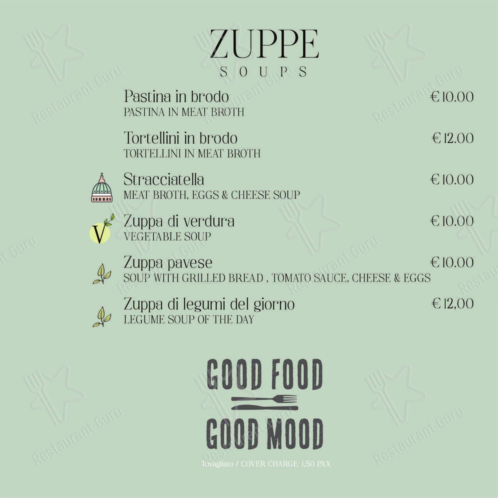 Menu per La Francescana in Roma