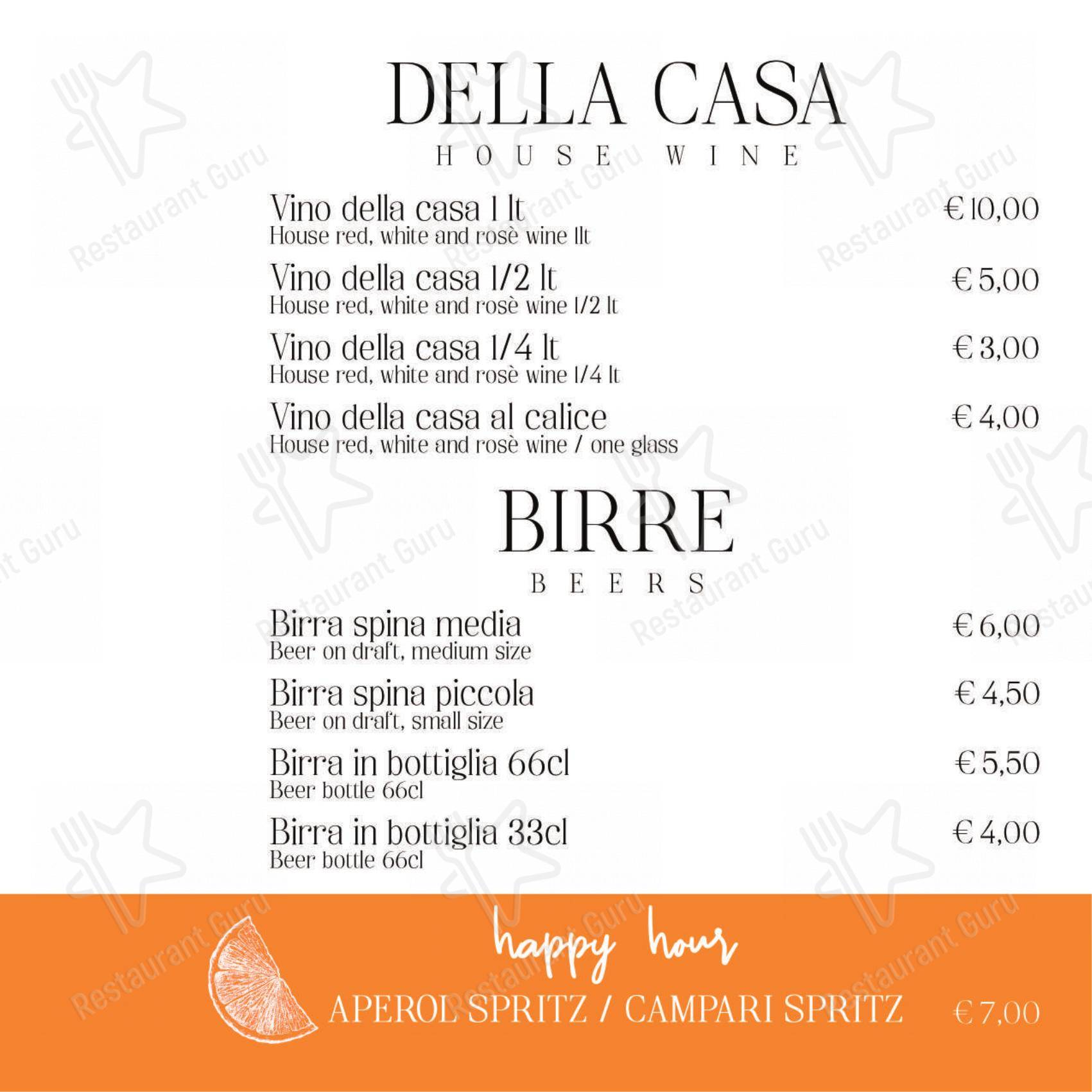 Menu per La Francescana in Roma
