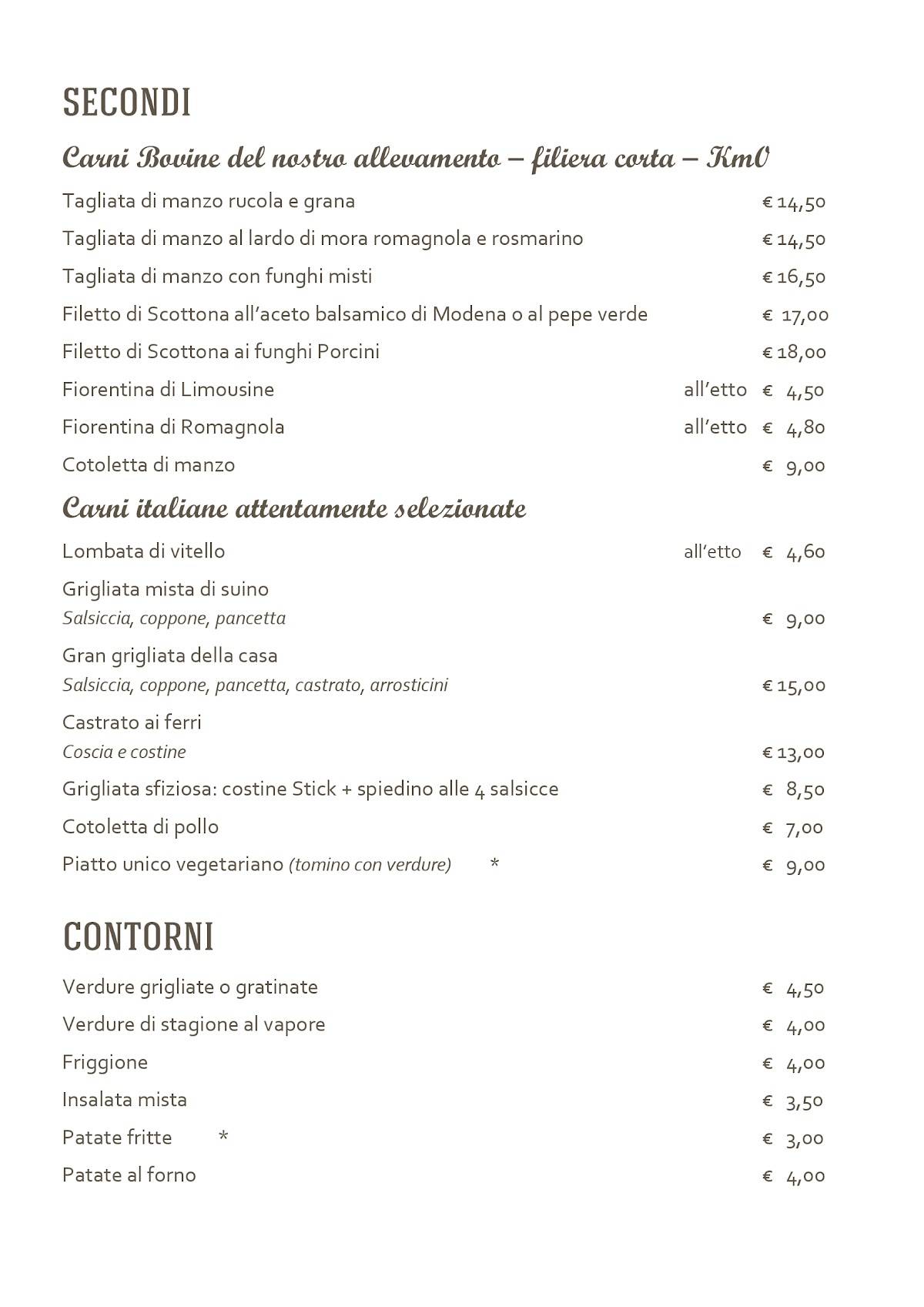 Menu di La Gusteria 