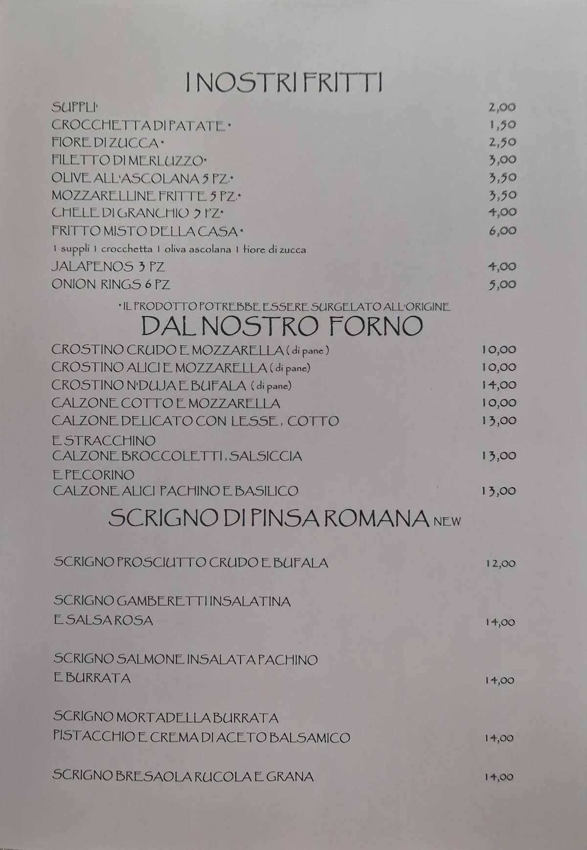 Menu di La Lanterna 