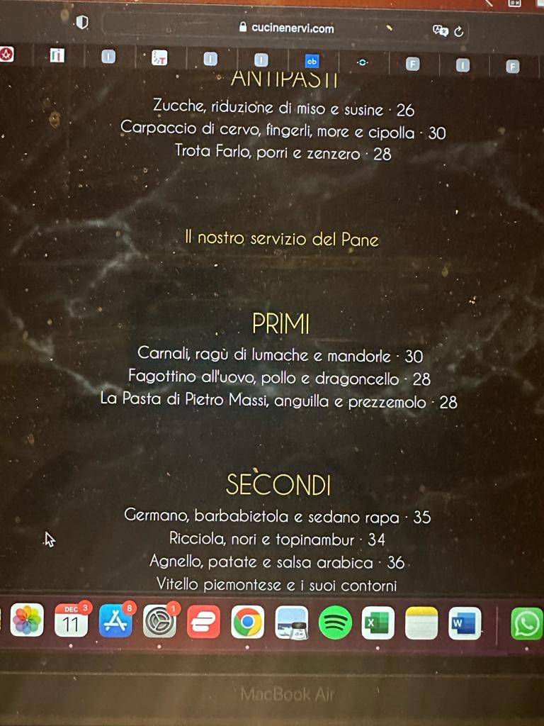 Menu di Bovio Restaurant 