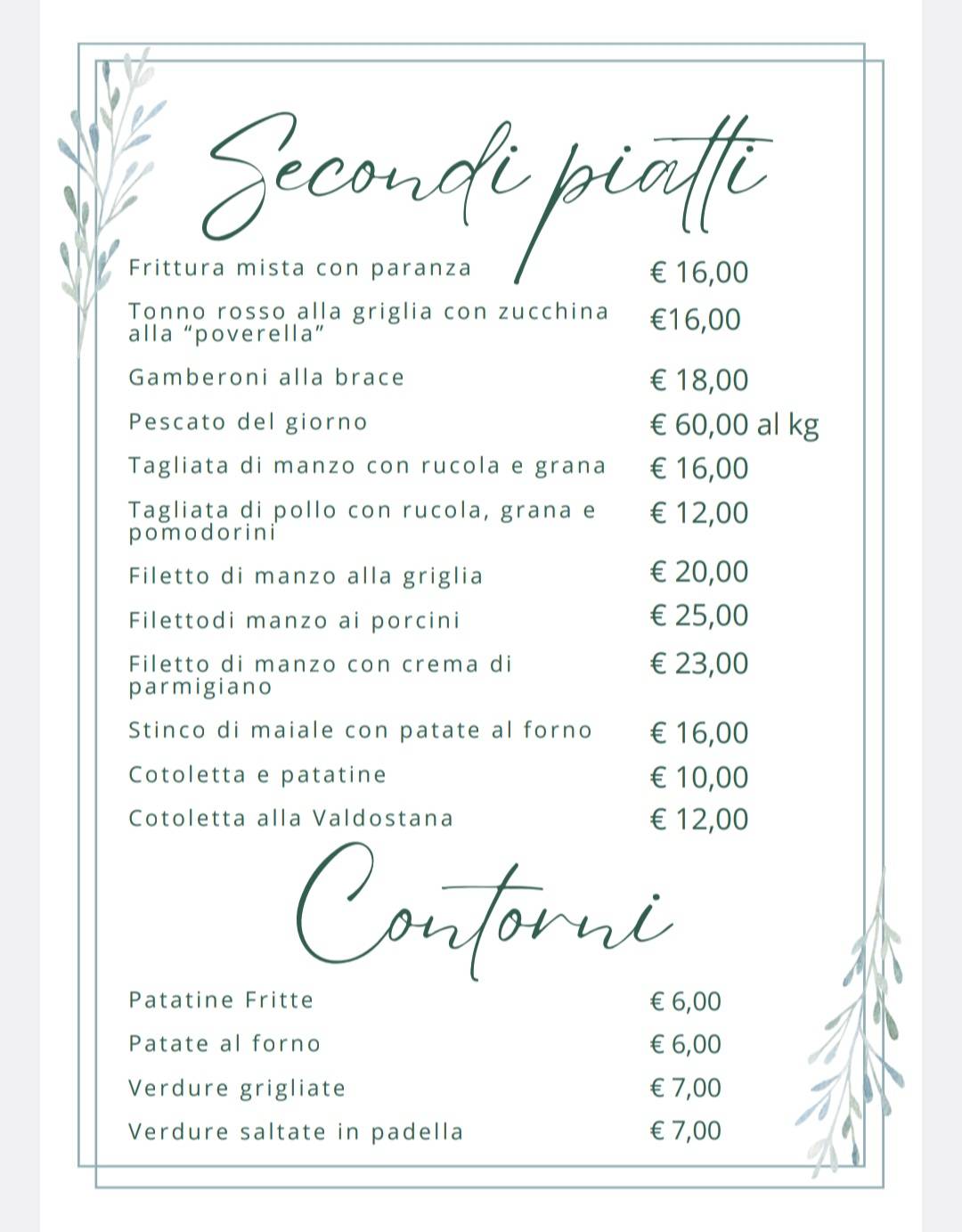 Menu di La Neviera 