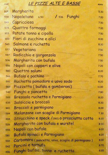 Menu de Ristorante La Piazzetta