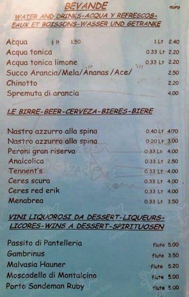 Ristorante La Piazzetta menu