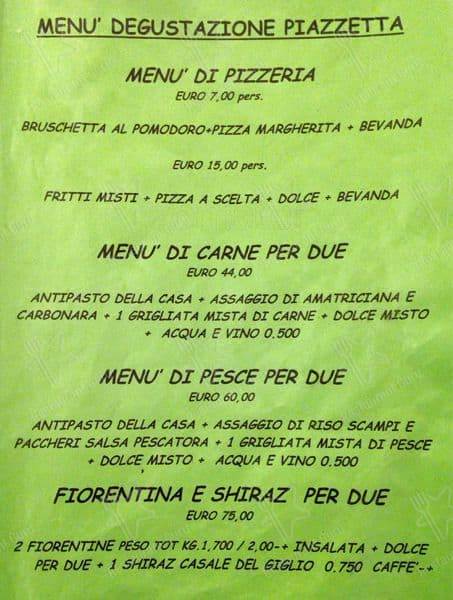 Menu de Ristorante La Piazzetta