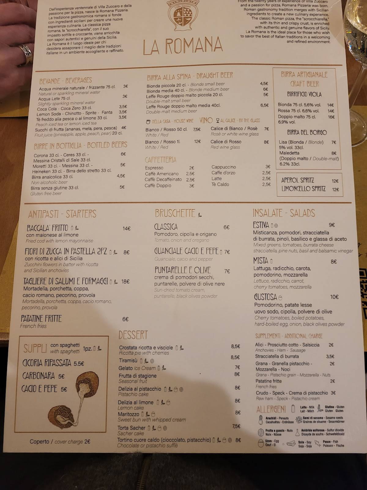 Menu di La Romana 