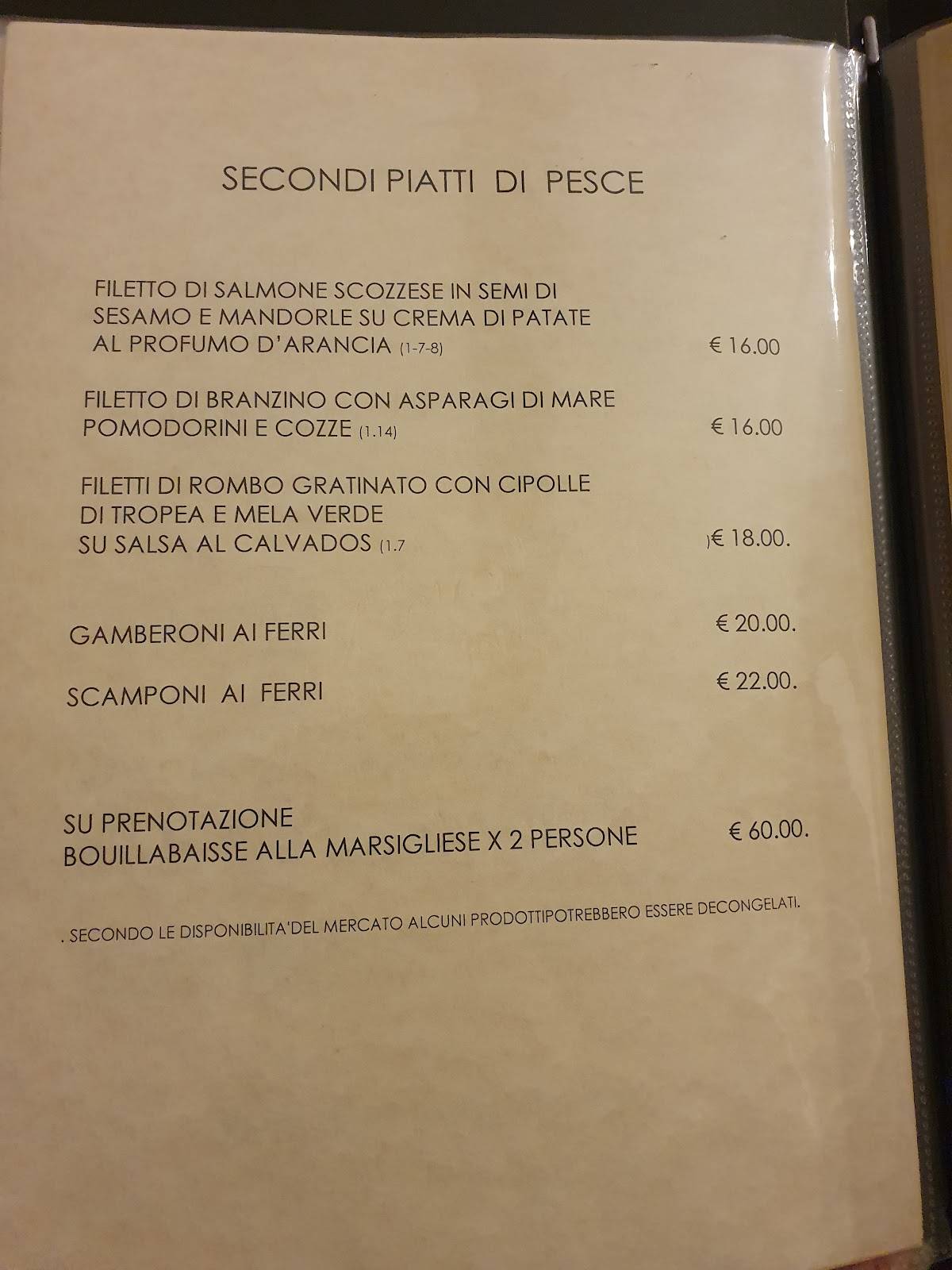 Menu di La Rosa Blu 