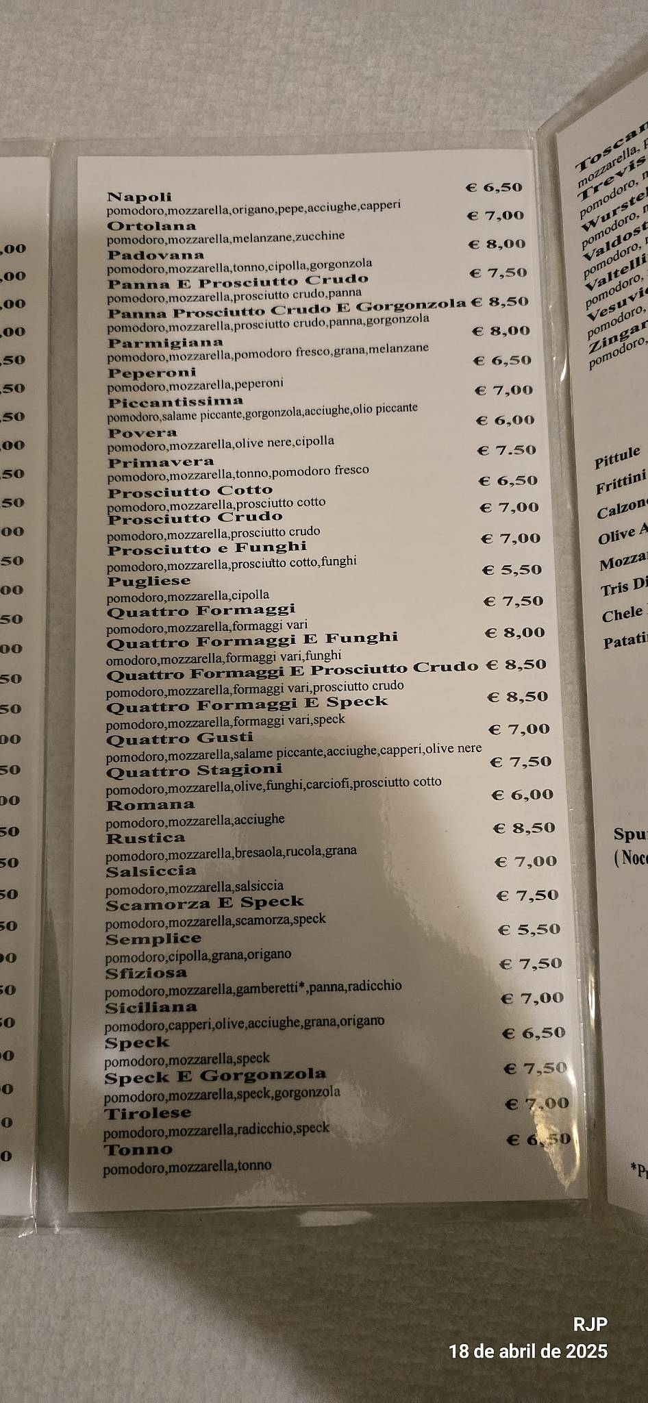 Menu di La Rustichella 