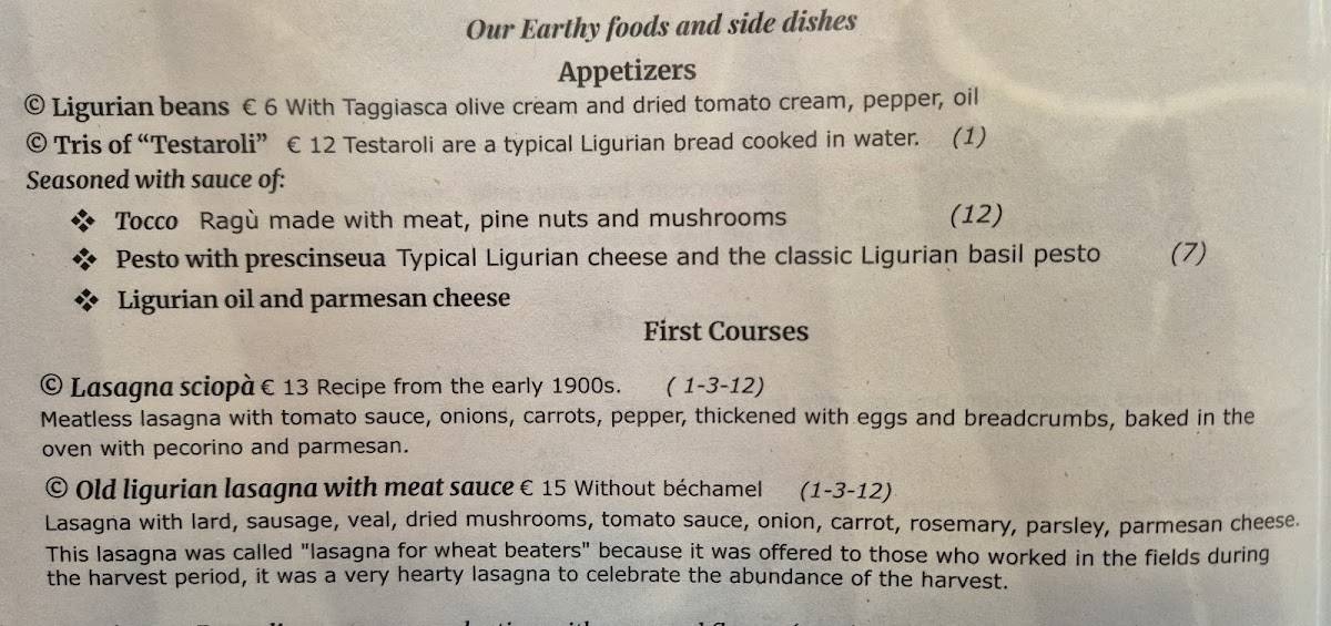 Menu di Antica Osteria Dei Camalli 