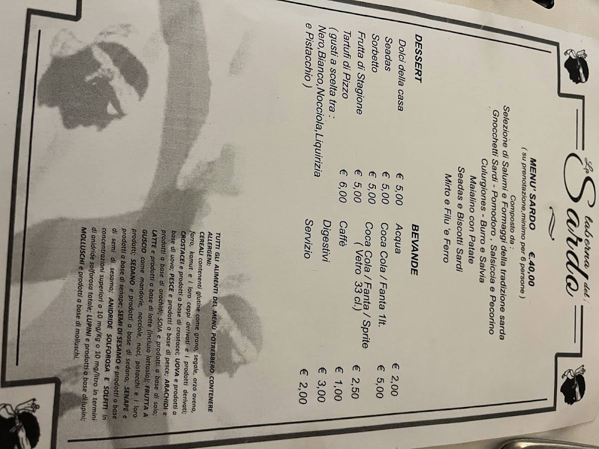 Menu di La Taberna Del Sardo 