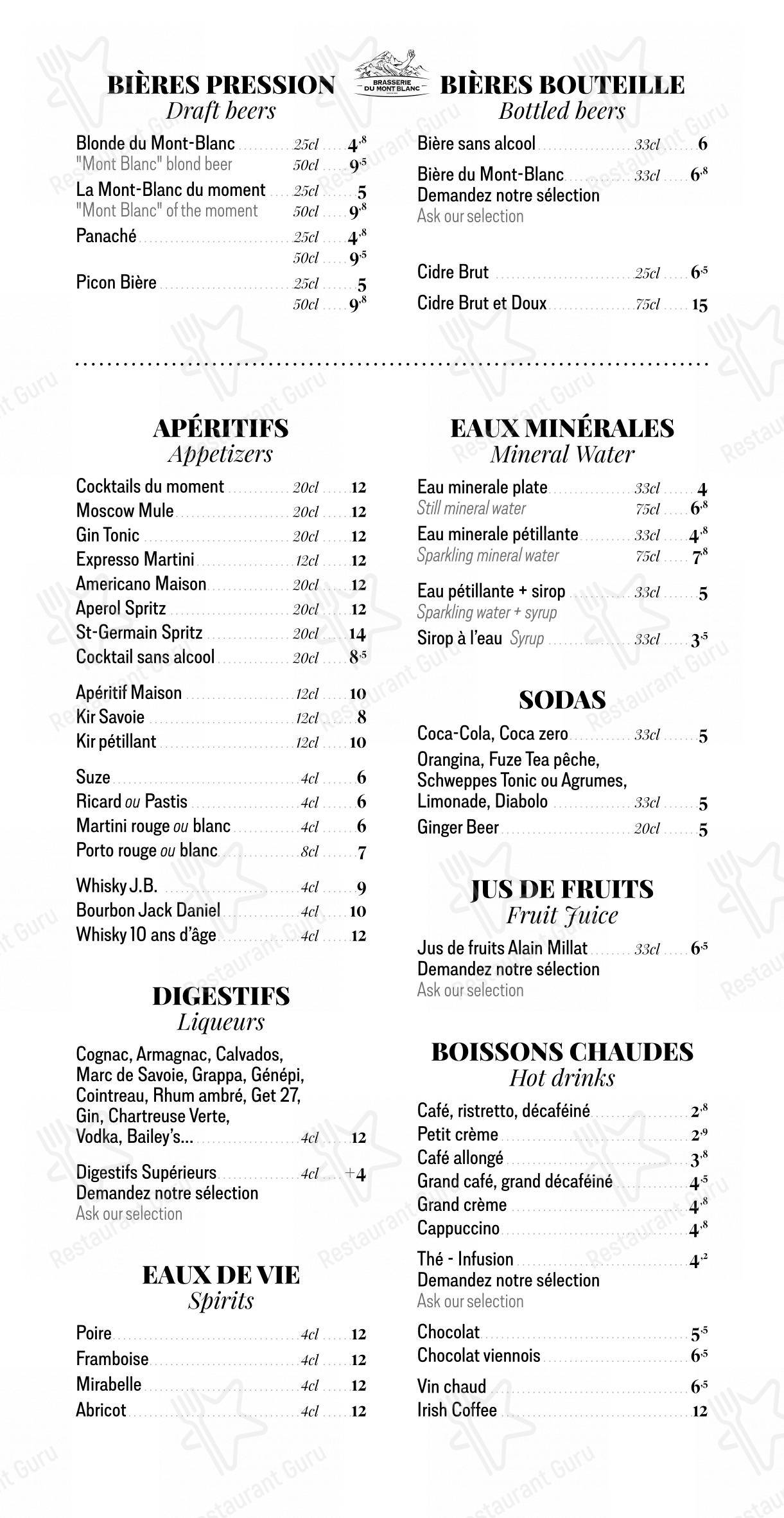 Menu pour Restaurant La Tablée - Menu