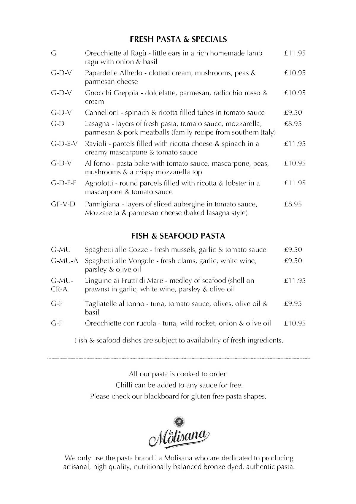 Menu At La Tavernetta Restaurant Ingleton