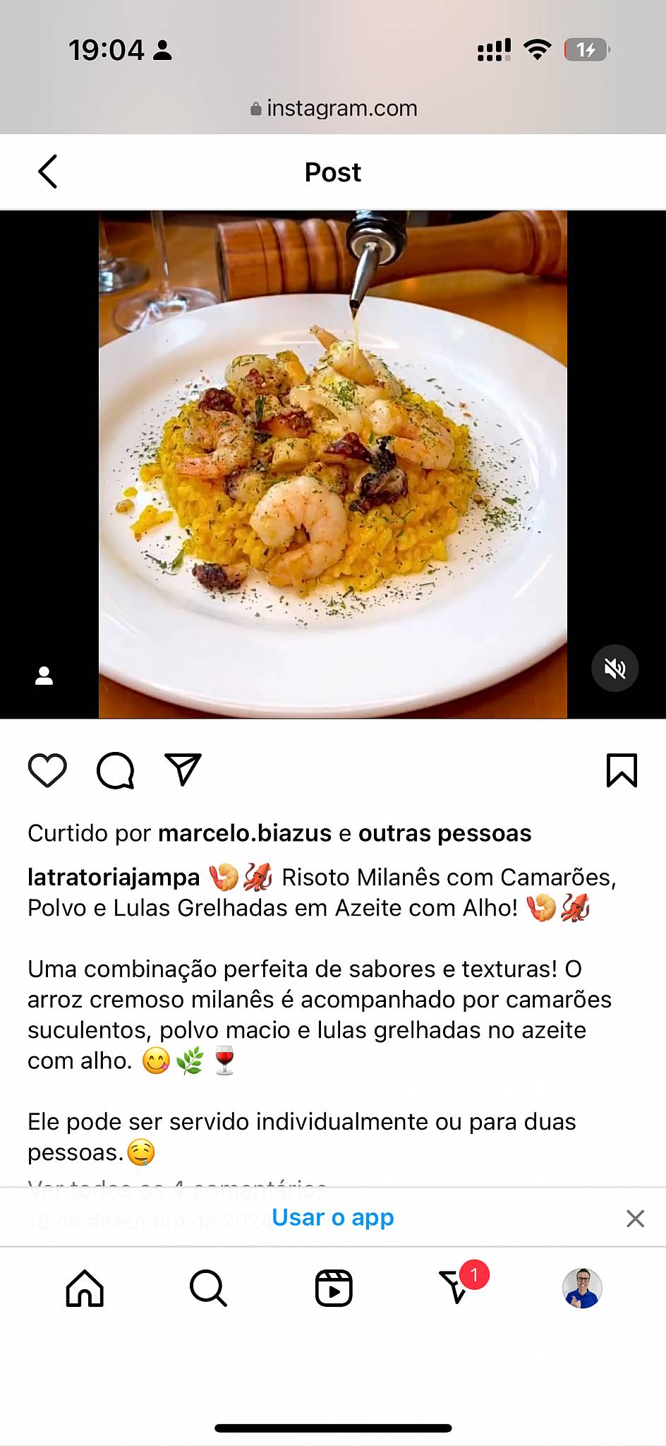 La Tratoria cardápio