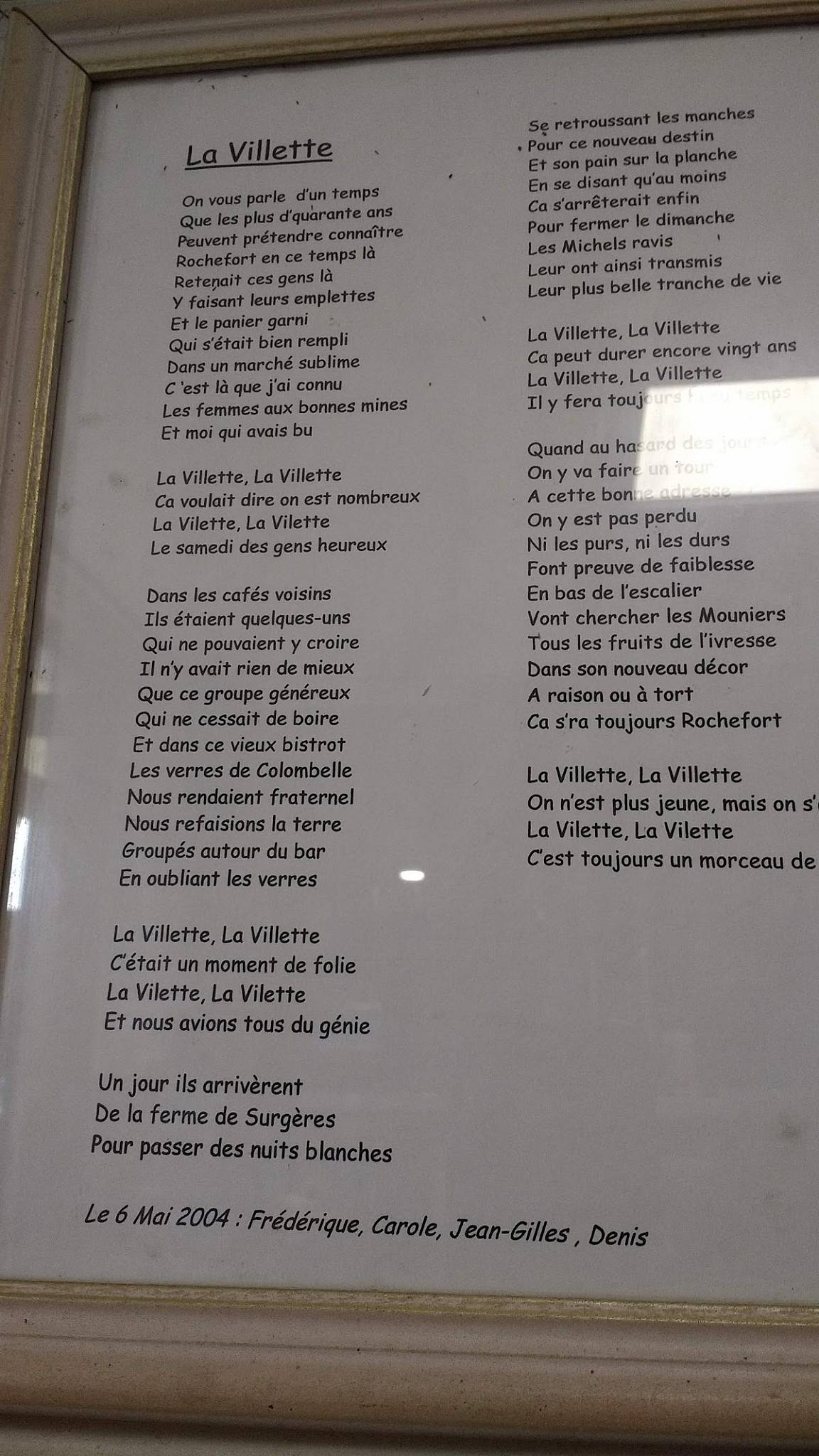 Menu de La Villette
