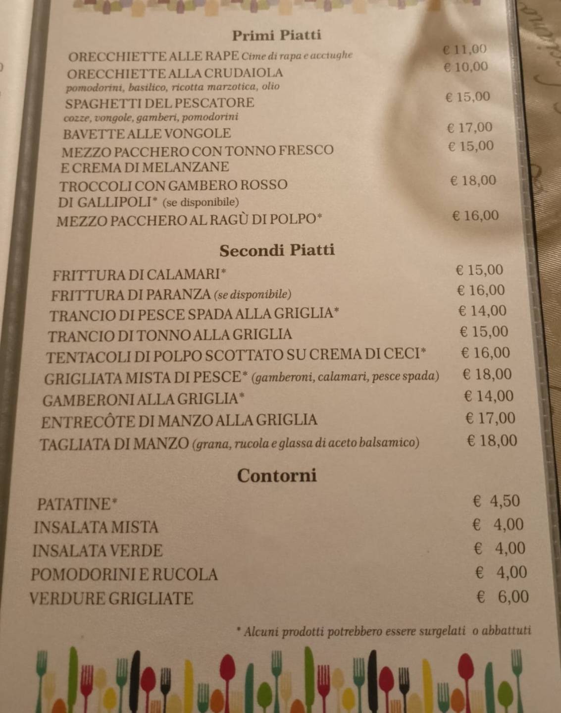 Menu di L'alternativa Pizzeria Ristorante 