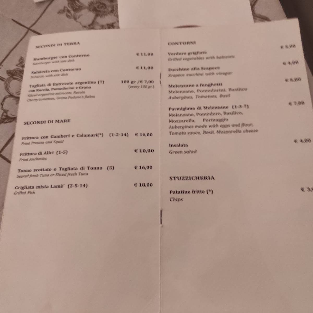 Menu di Lamè Trattoria 