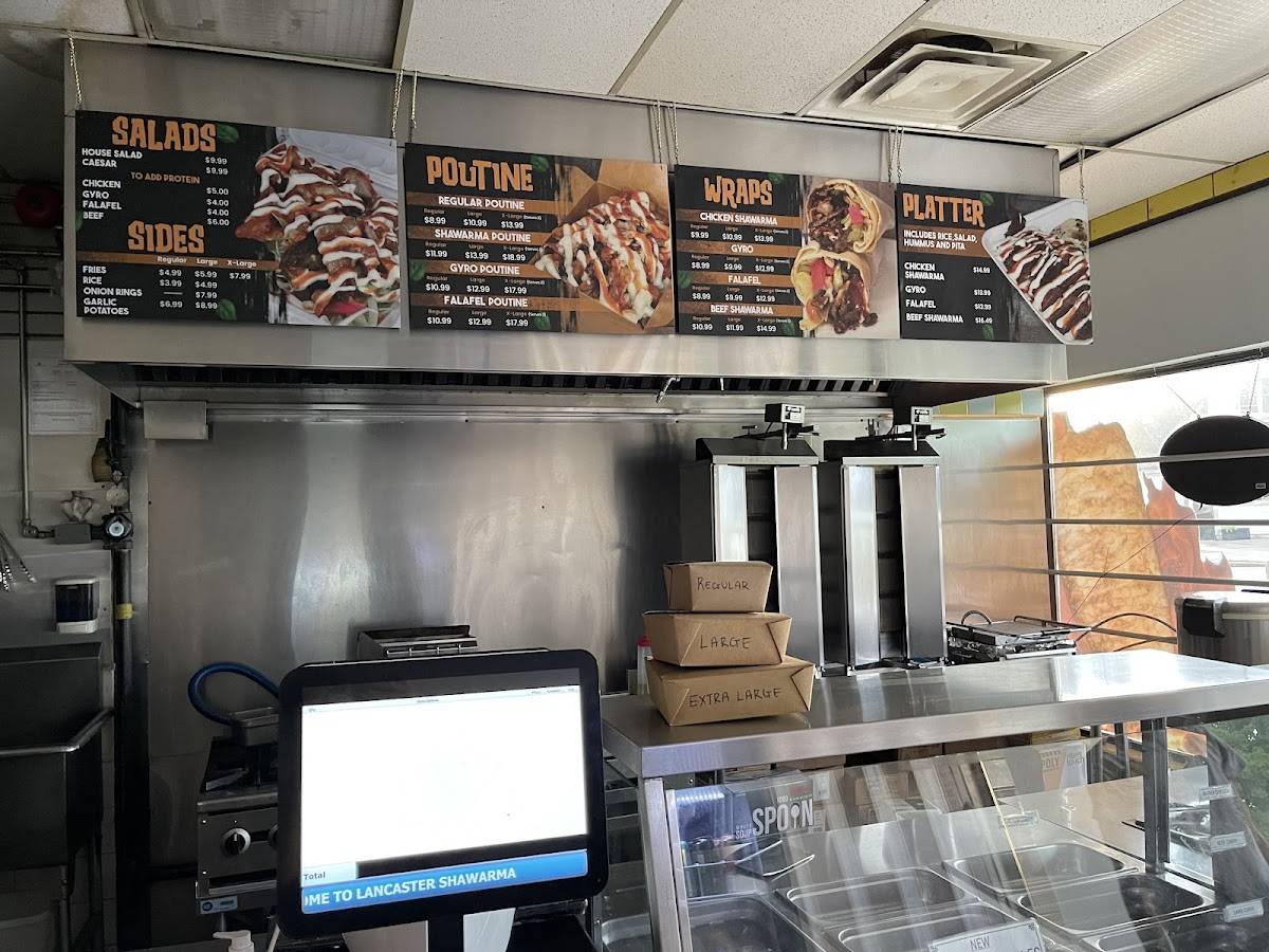 Menu de Lancaster Shawarma
