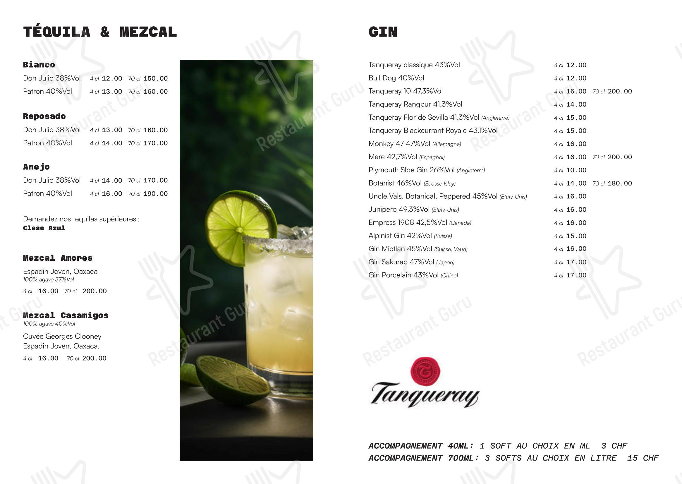 Menu bar per Lausanne Cocktail Club in Losanna