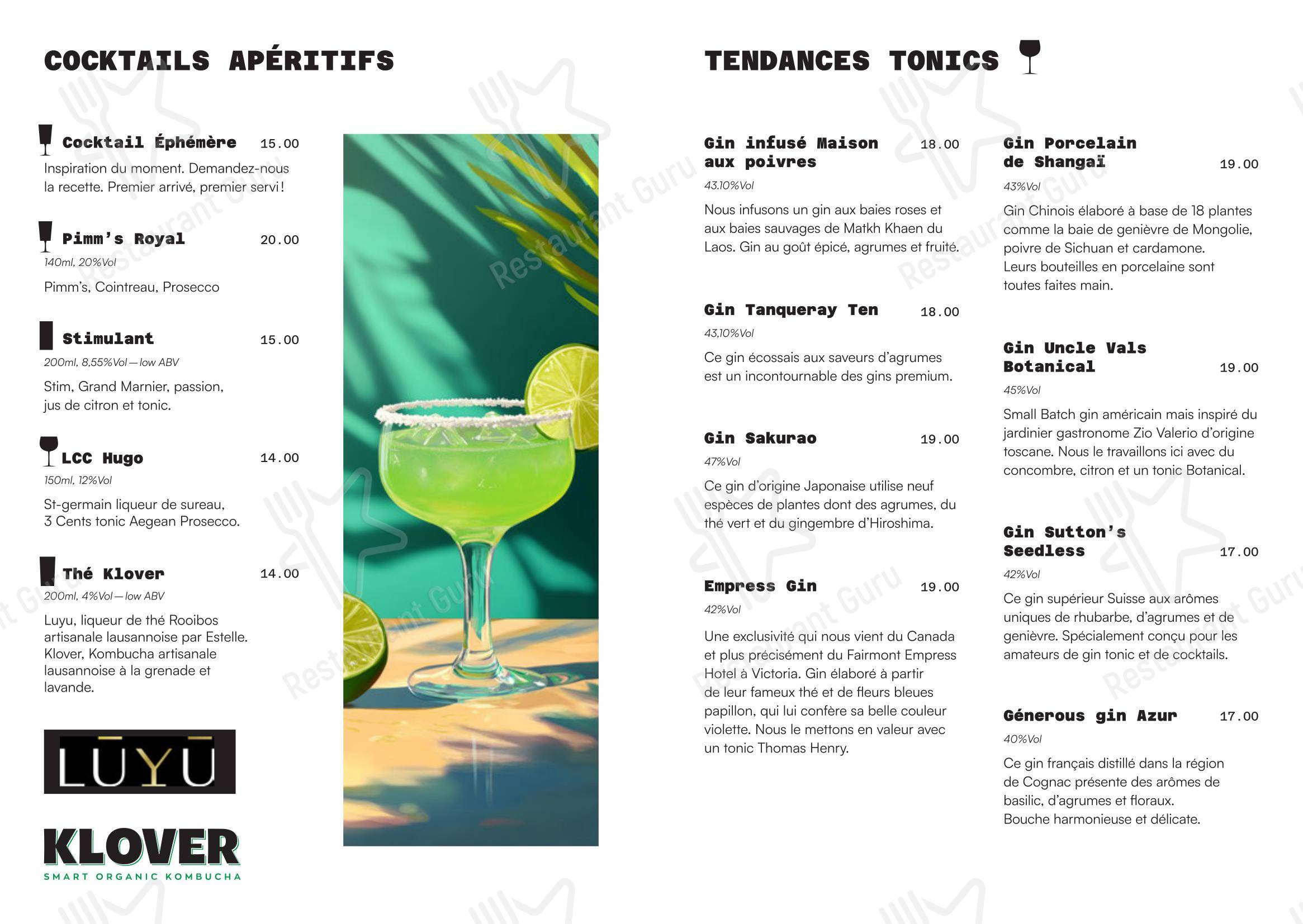 Menu di Lausanne Cocktail Club - Menu bar