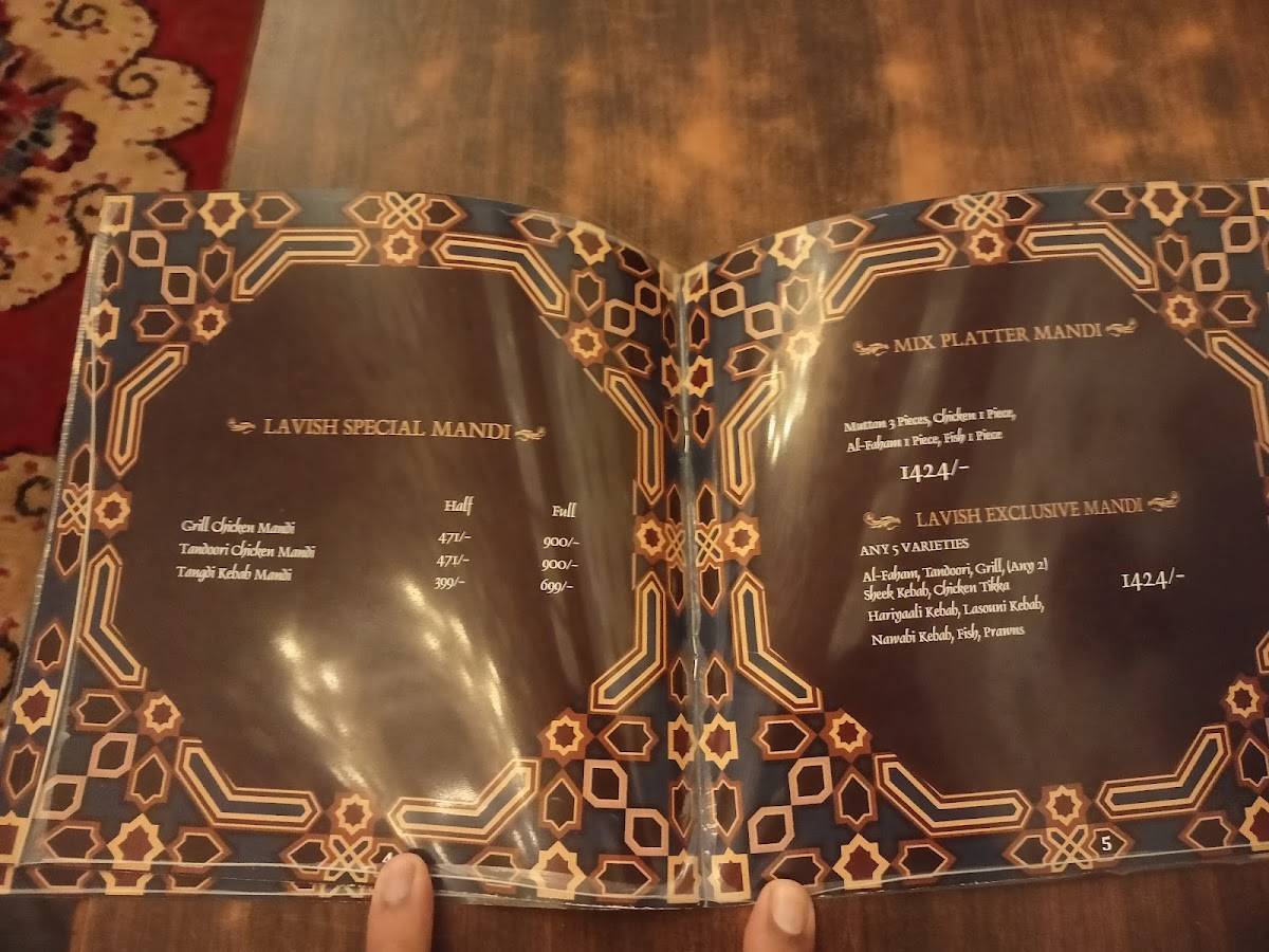 Lavish Family Restaurant menu