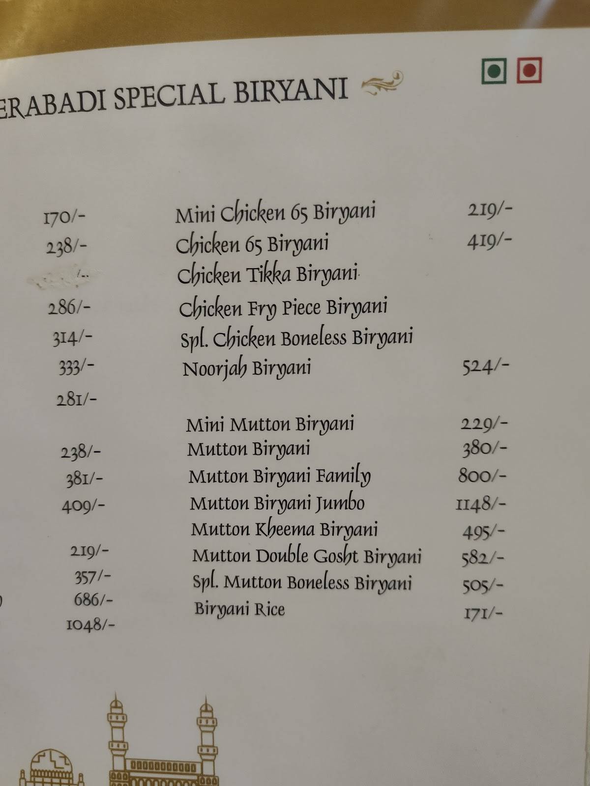 Lavish Family Restaurant menu