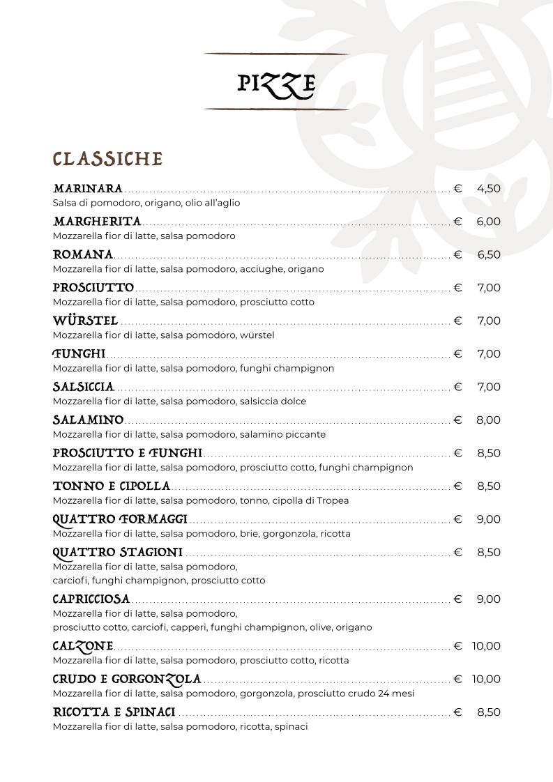 Menu di Le Arche-Pizza e Cucina 