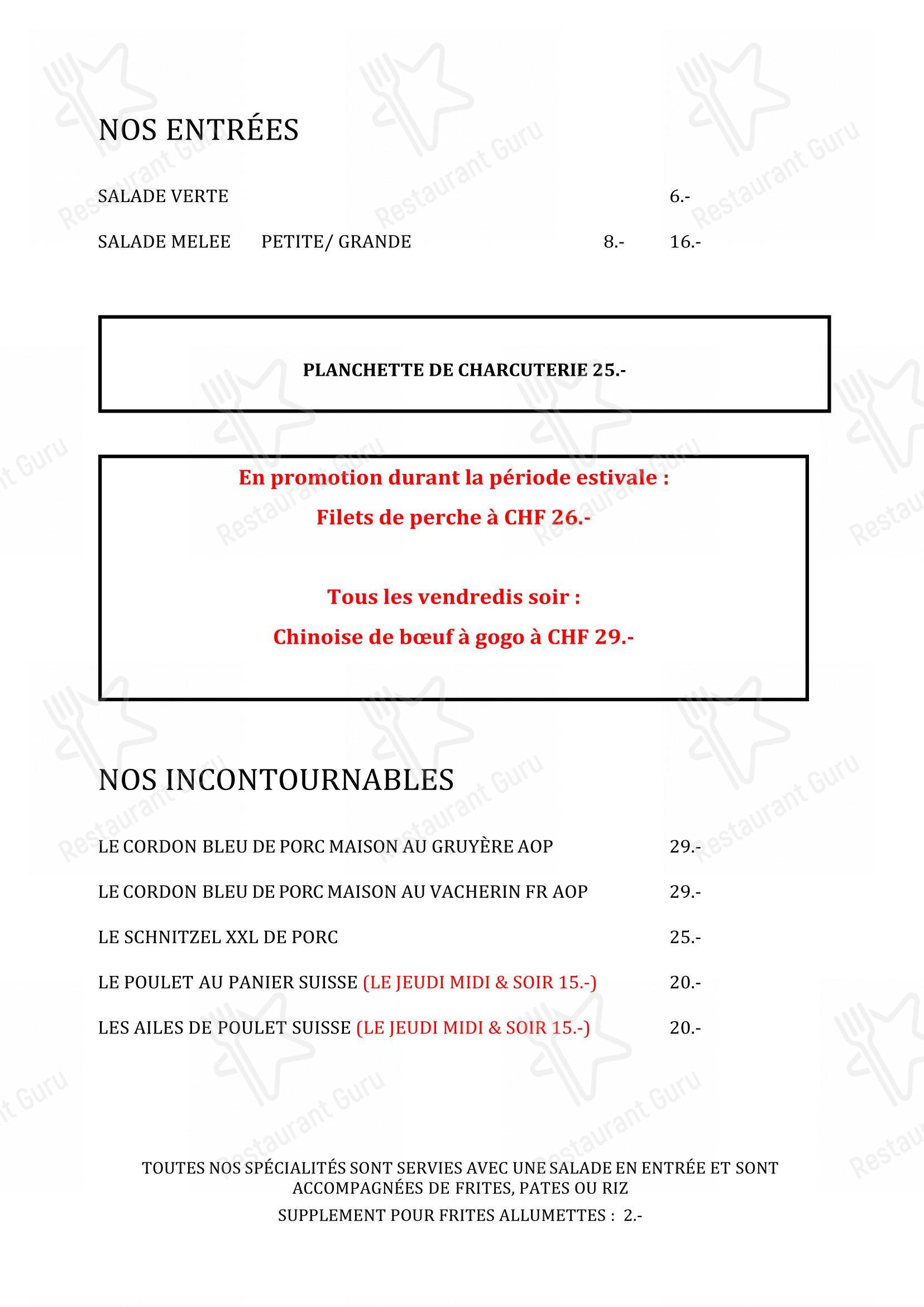 Menu pour Le Bistrot Beaumont - Menu bar