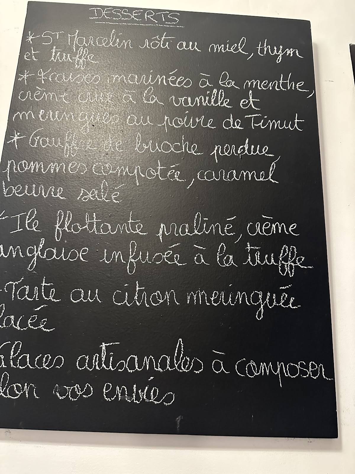 Menu de Le Boudoir