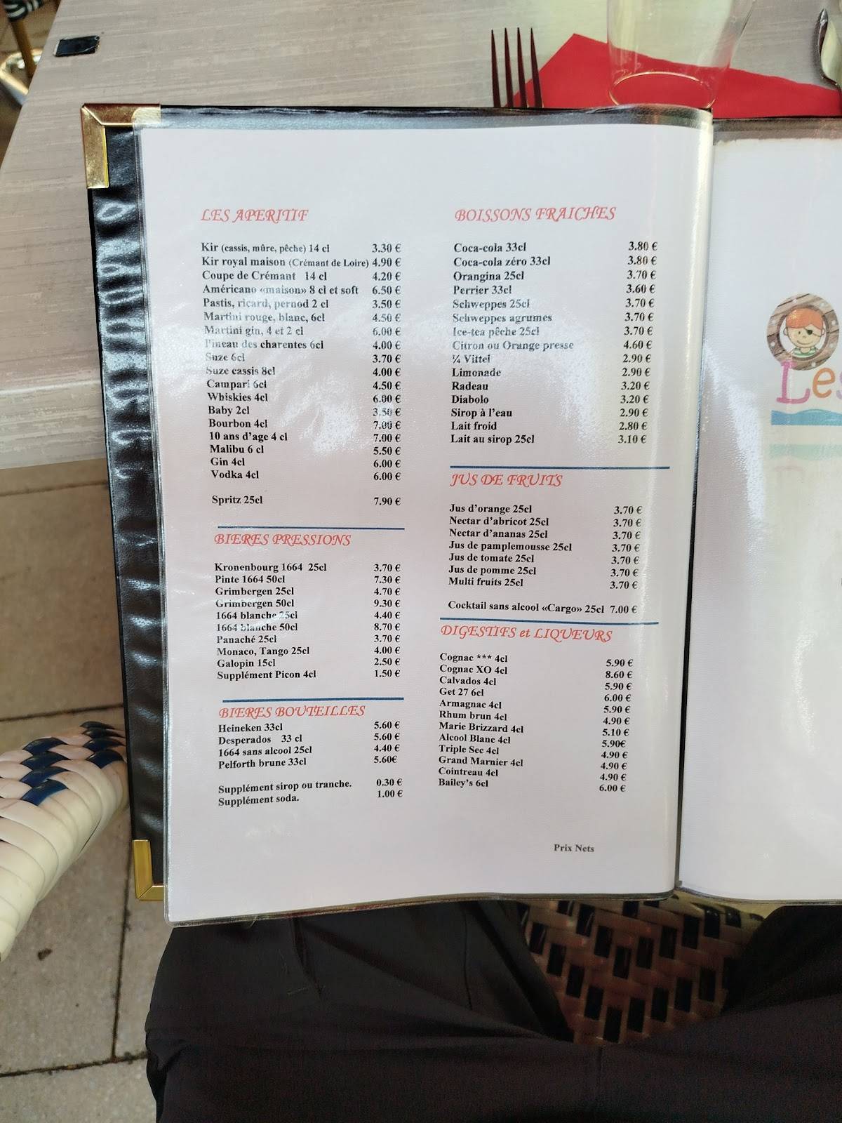 Menu de Restaurant Le Cargo La Rochelle
