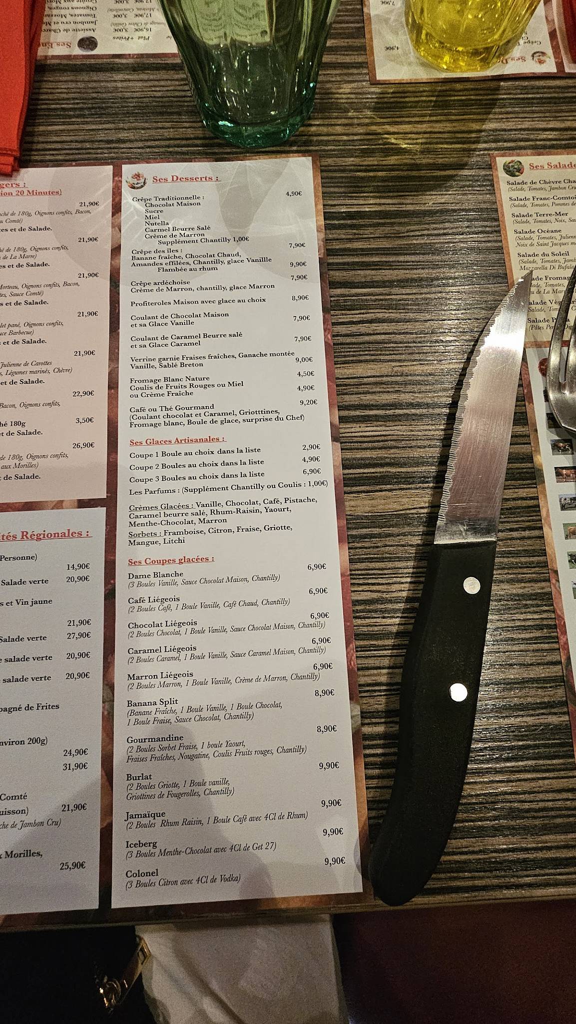Menu de Le Casta