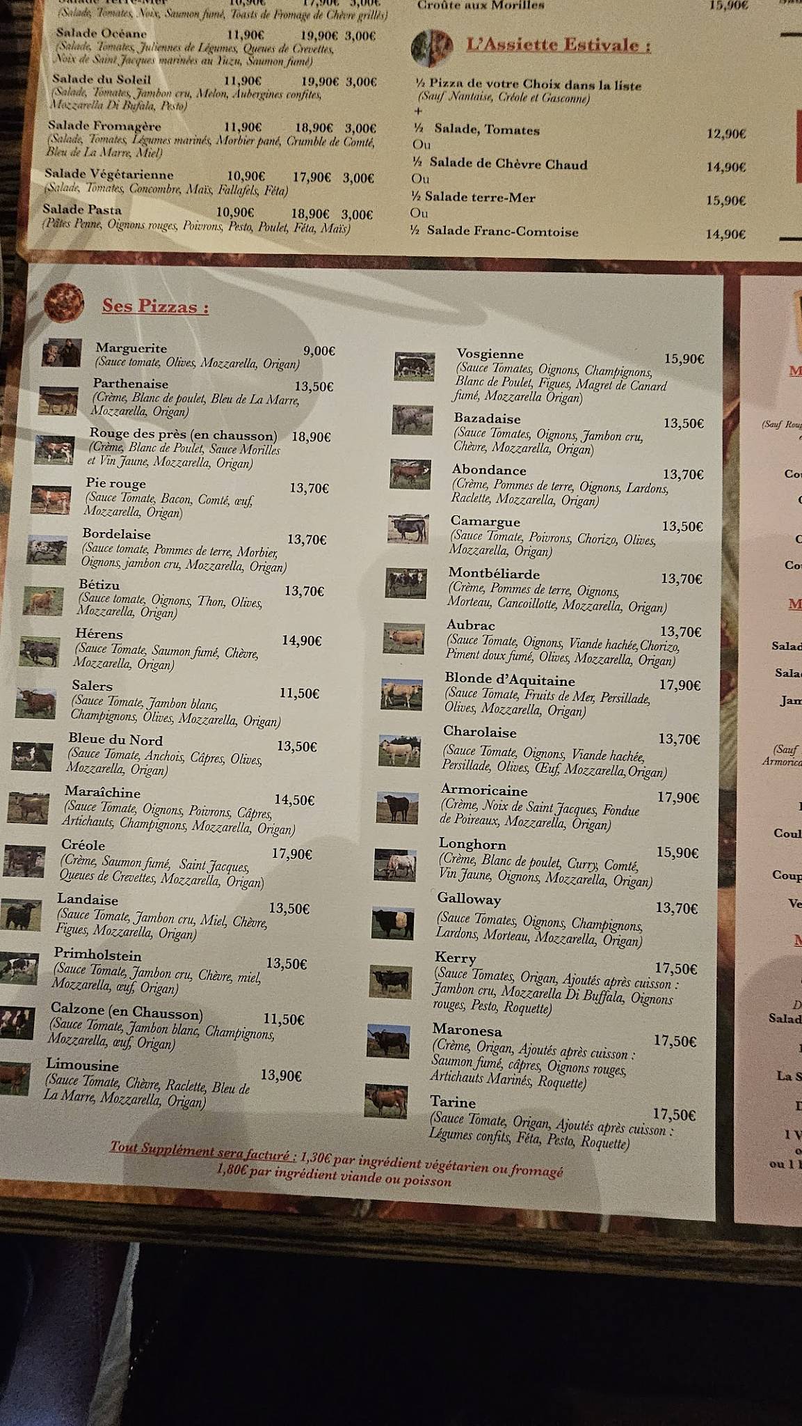 Menu de Le Casta