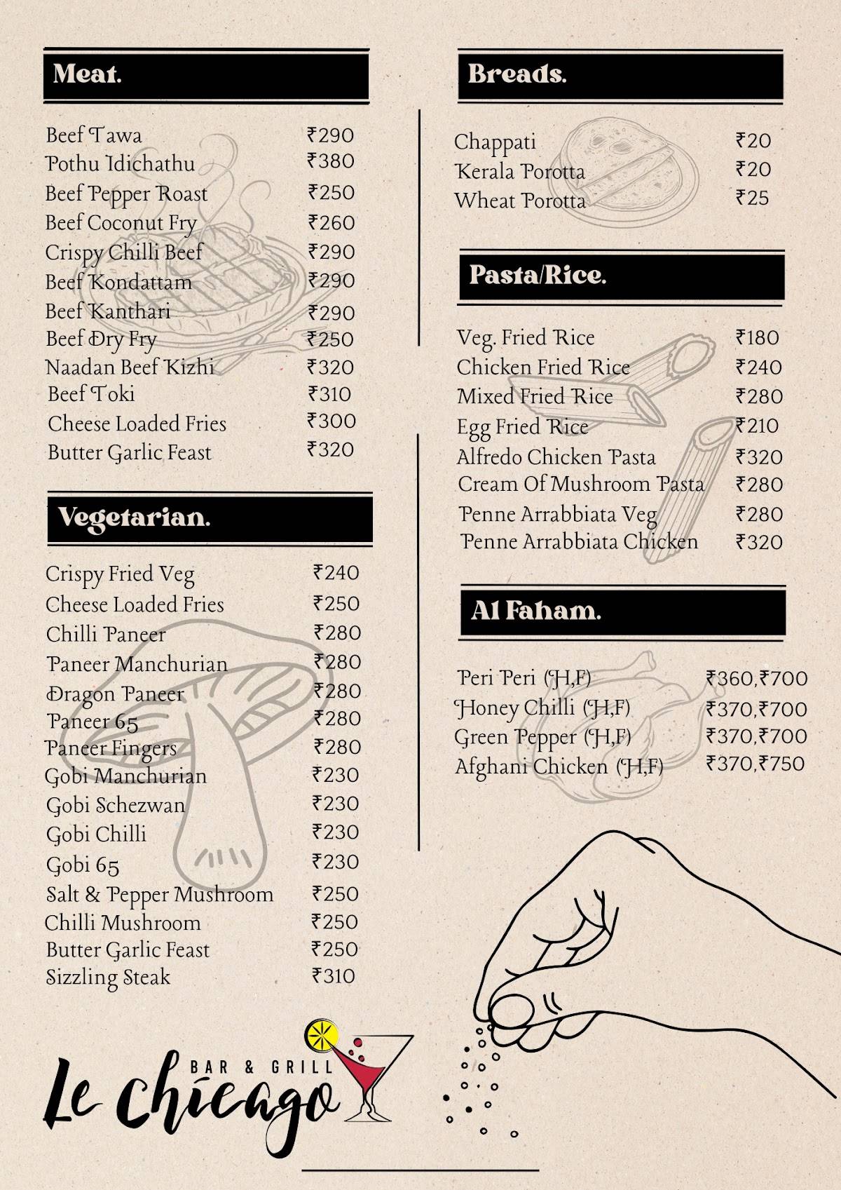 Le Chicago Bar & Grill menu