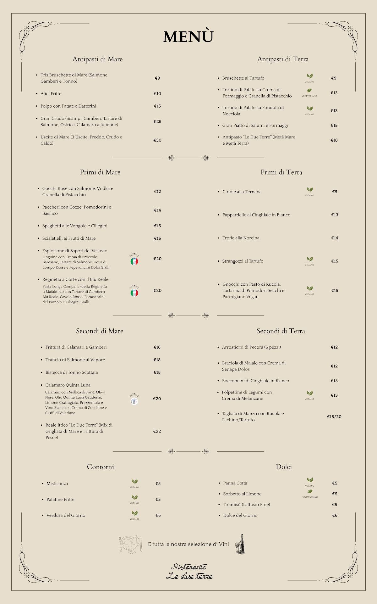 Menu di Le Due Terre 