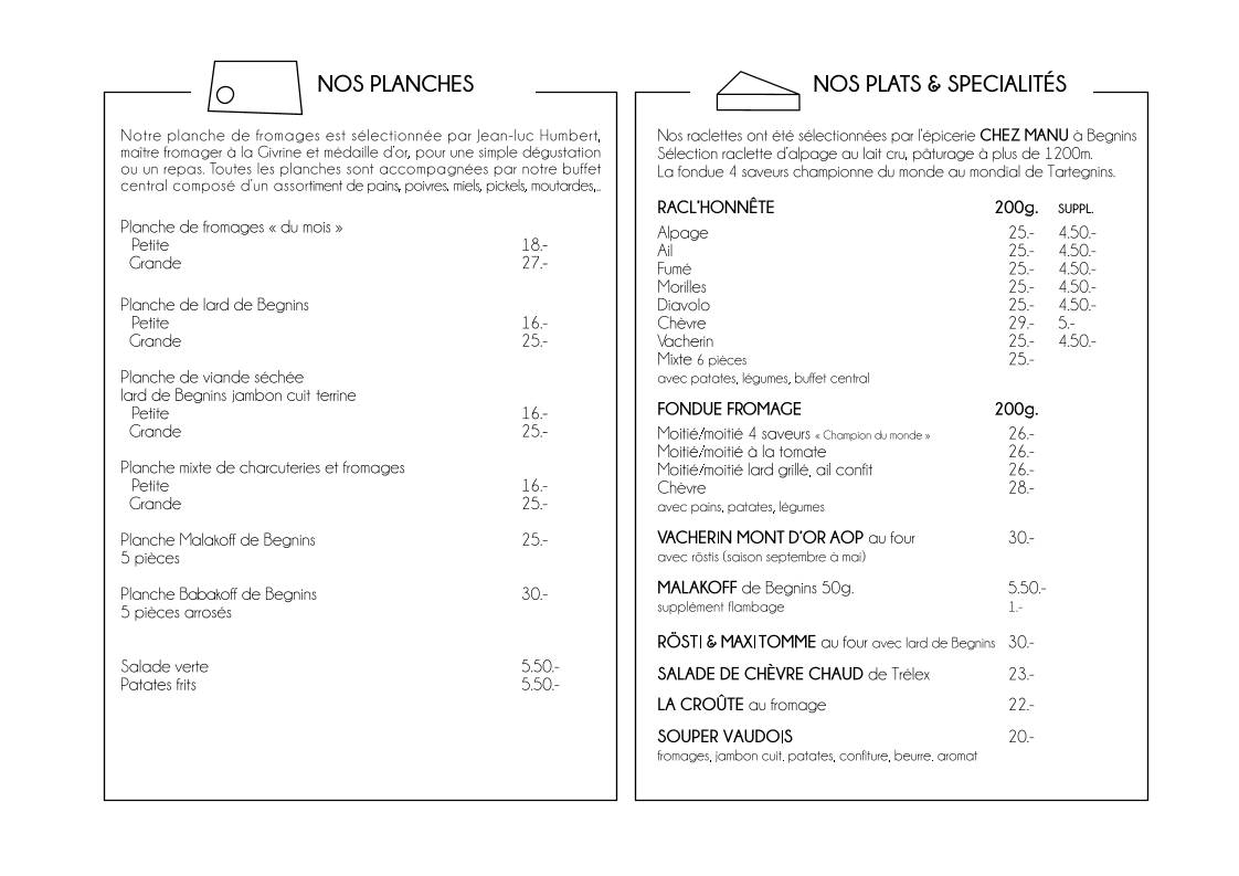 Menu di Le Fromatzet 