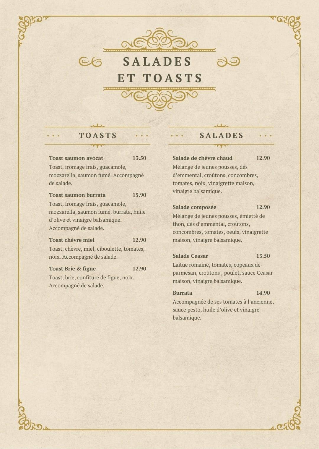 Menu de Le Grand Café