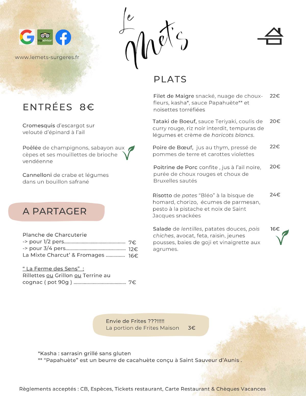 Menu de Le Met's