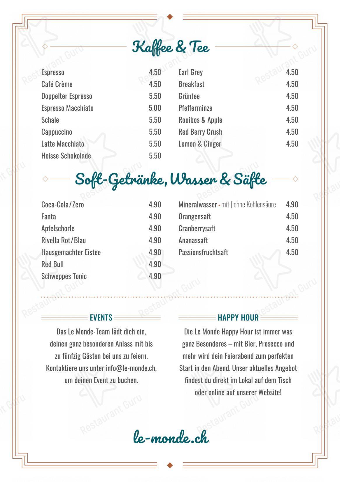 Menu di Le Monde - Menu bar