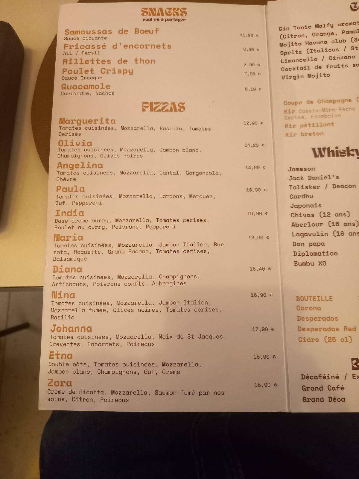Menu de Le Parm