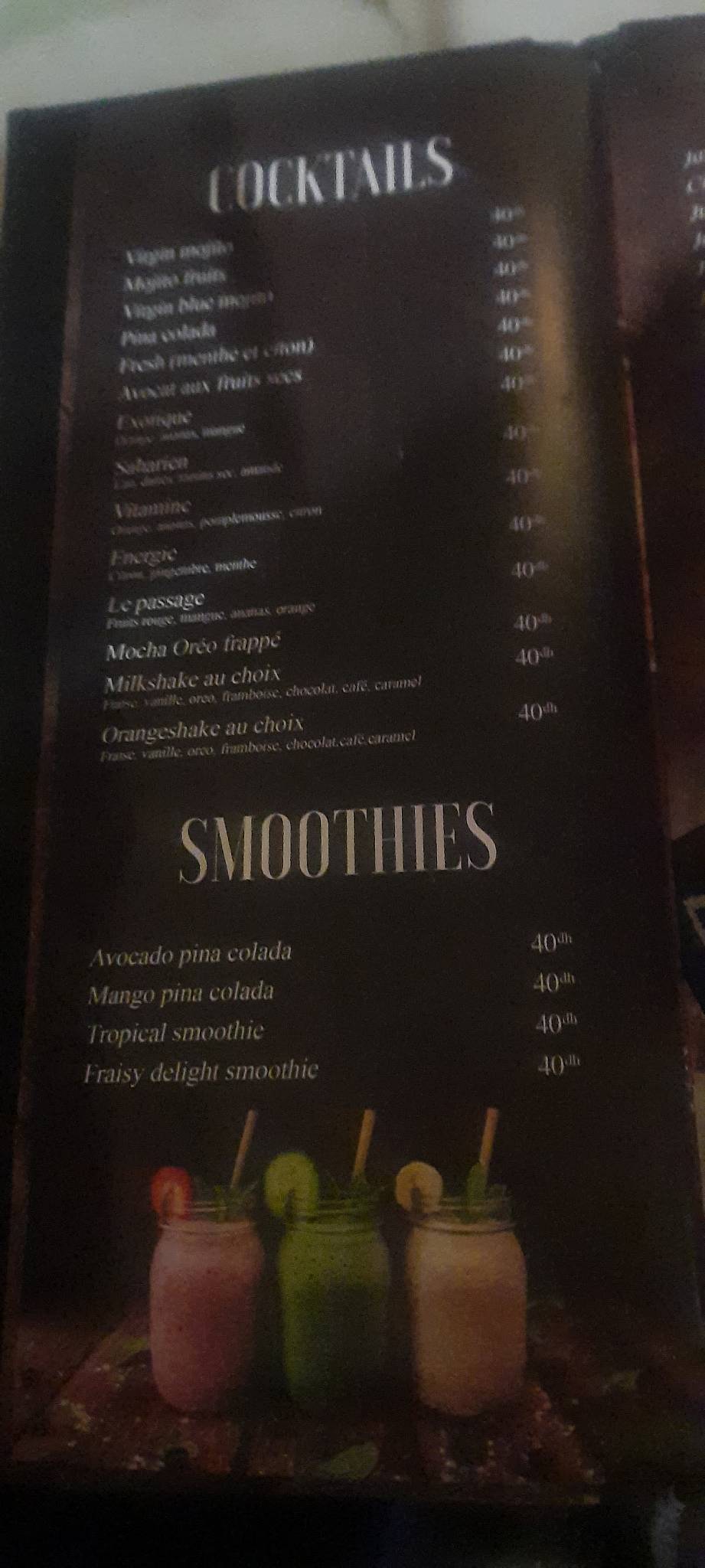 Menu de LE PASSAGE