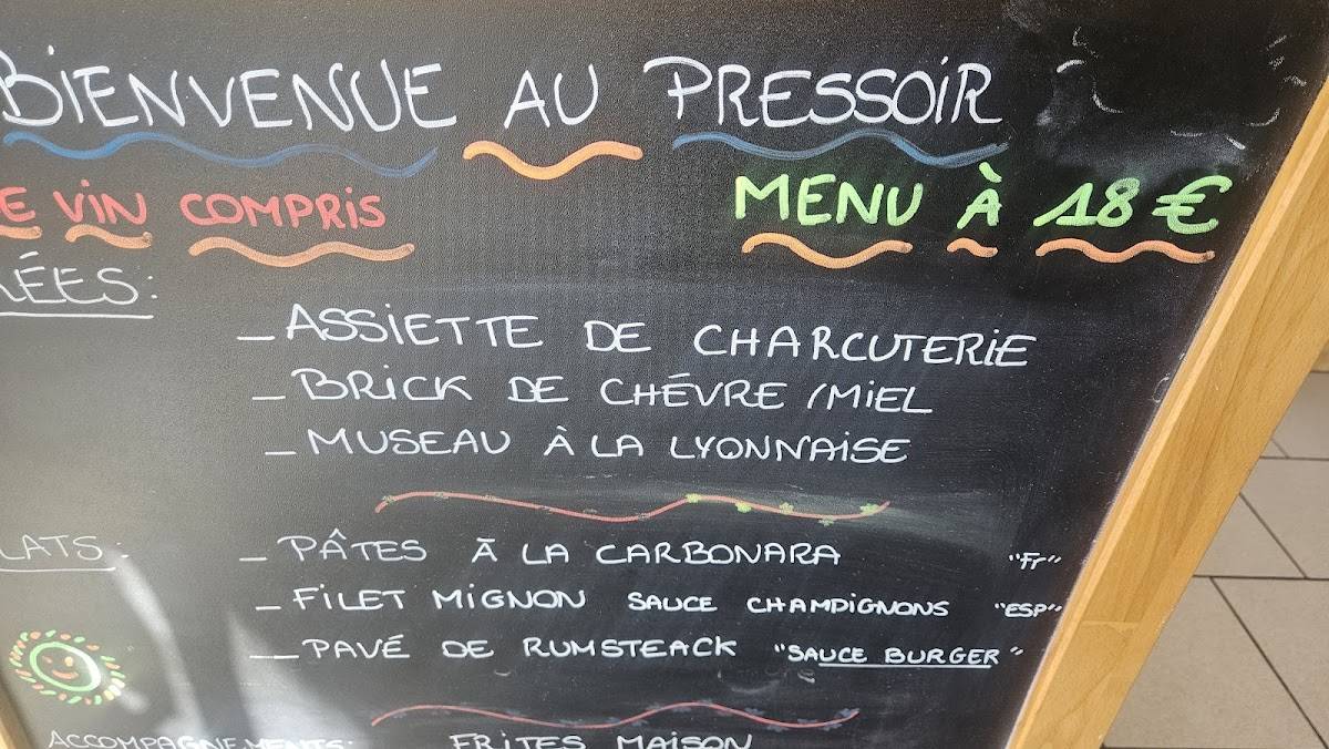 Menu de Le Pressoir