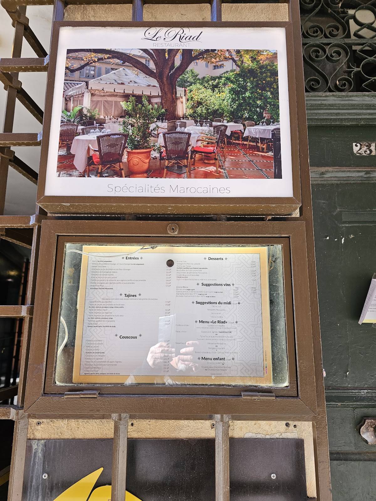 Menu de Le Riad