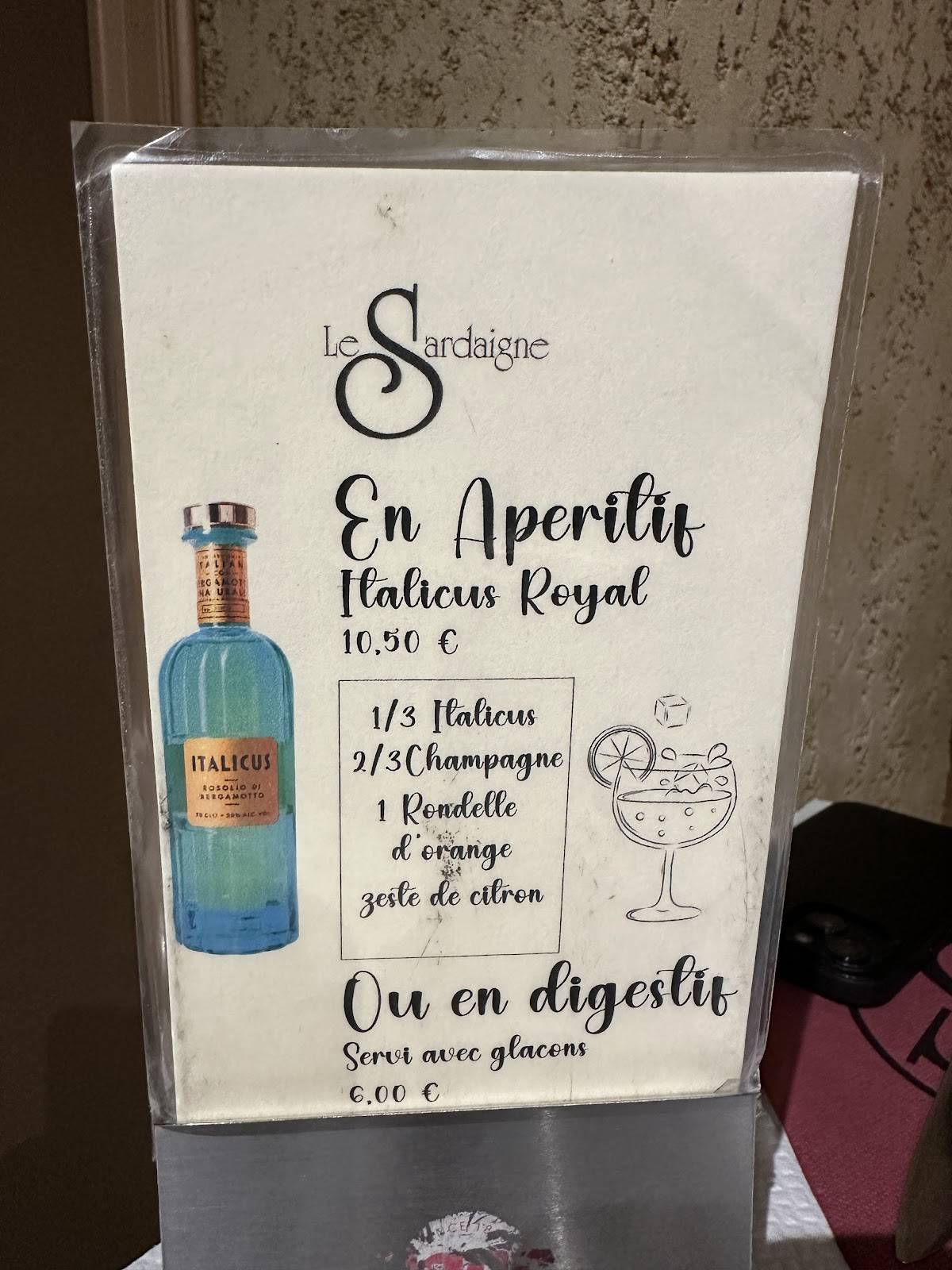 Menu de Le Sardaigne