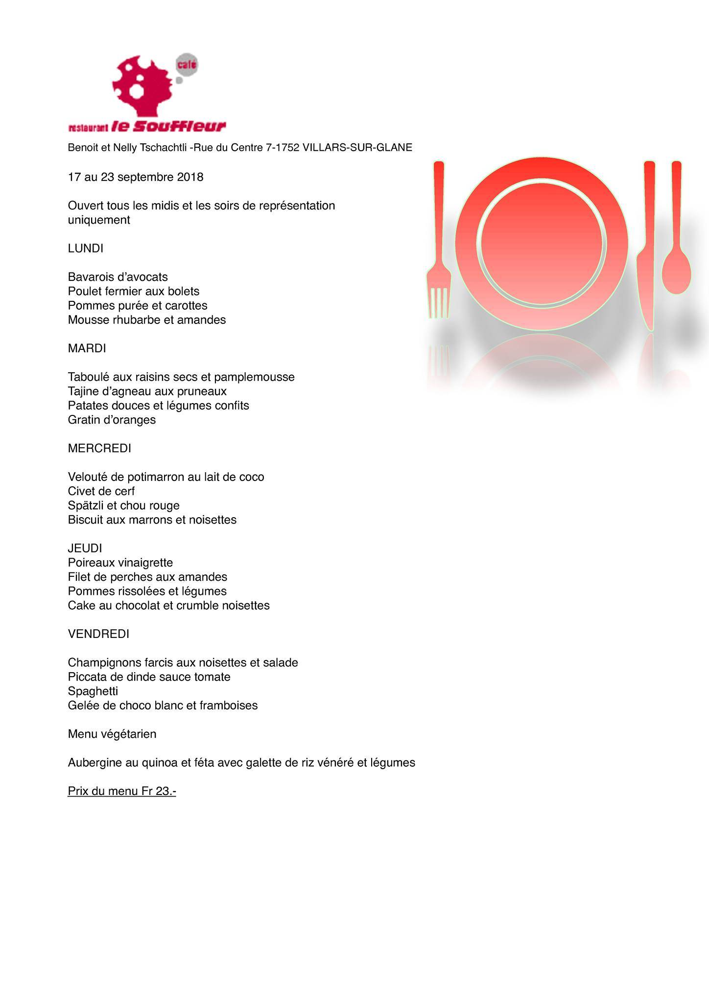 Menu di Le Souffleur 